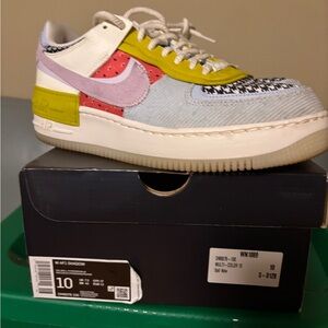 Nike Air Force 1 Shadow in Pink, Yellow, and White